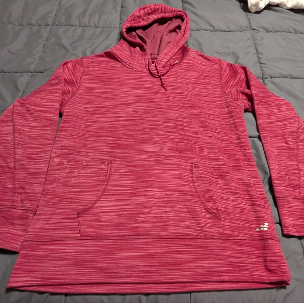 BCG Unisex Hot Pink Heathered Hooded Top Polyester Lined Size Large
